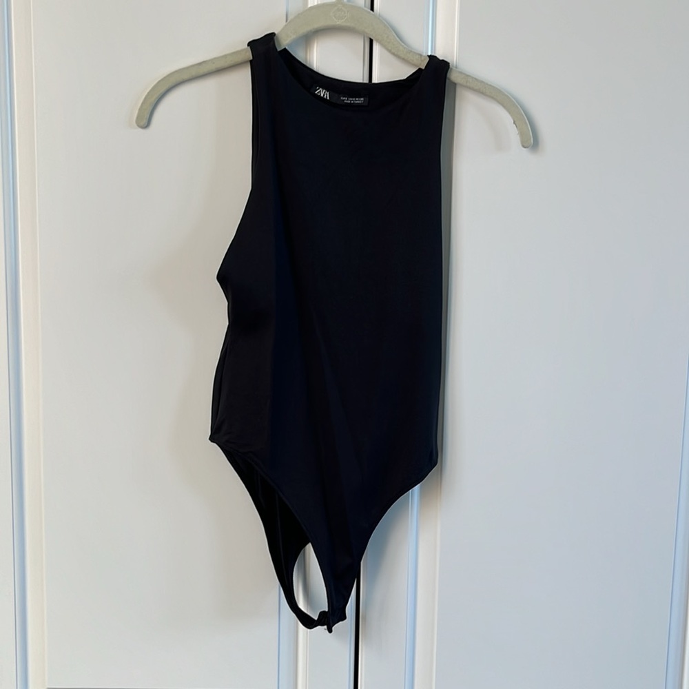 Zara high neck snap closure tank bodysuit